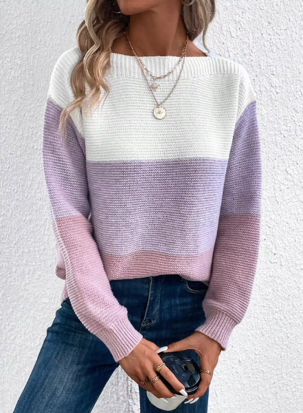 EB | Elegante Dreifarbige Patchwork-Pullover