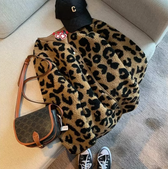 EB | Stylische Fleecejacke mit Leopardenmuster