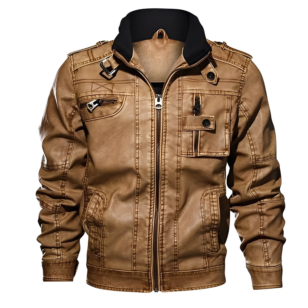 EB | Klassische Lederjacke mit Taschen für Männer