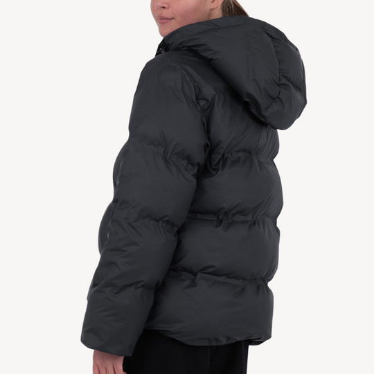 EB | Damen Schwarze Kapuzen-Puffermantel Winter Polyester Jacke