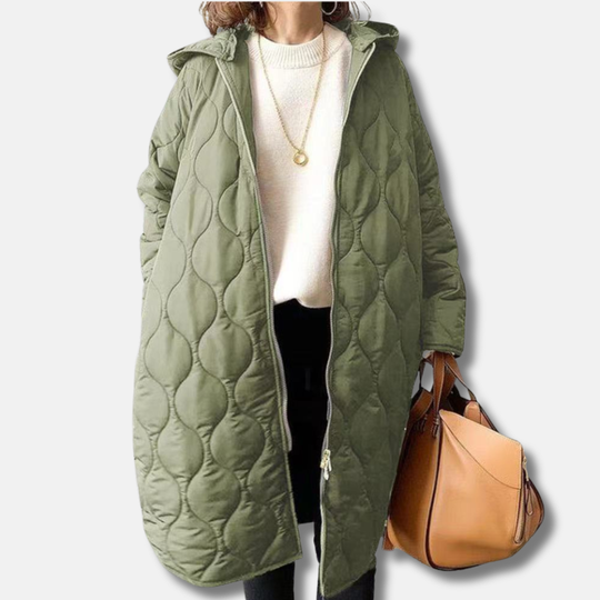 EB | Jacke Gequiltetes Langmodell Oversized Fit Kapuze und Reißverschluss