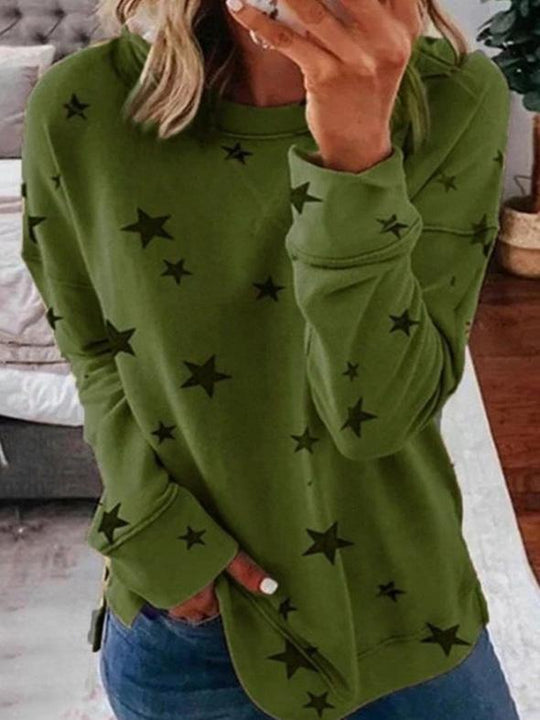 EB | Warmer Stern Druck Rundhals Pullover Ideal für den Winter