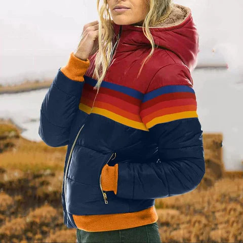 EB | Damen Retro Colorblock Steppjacke
