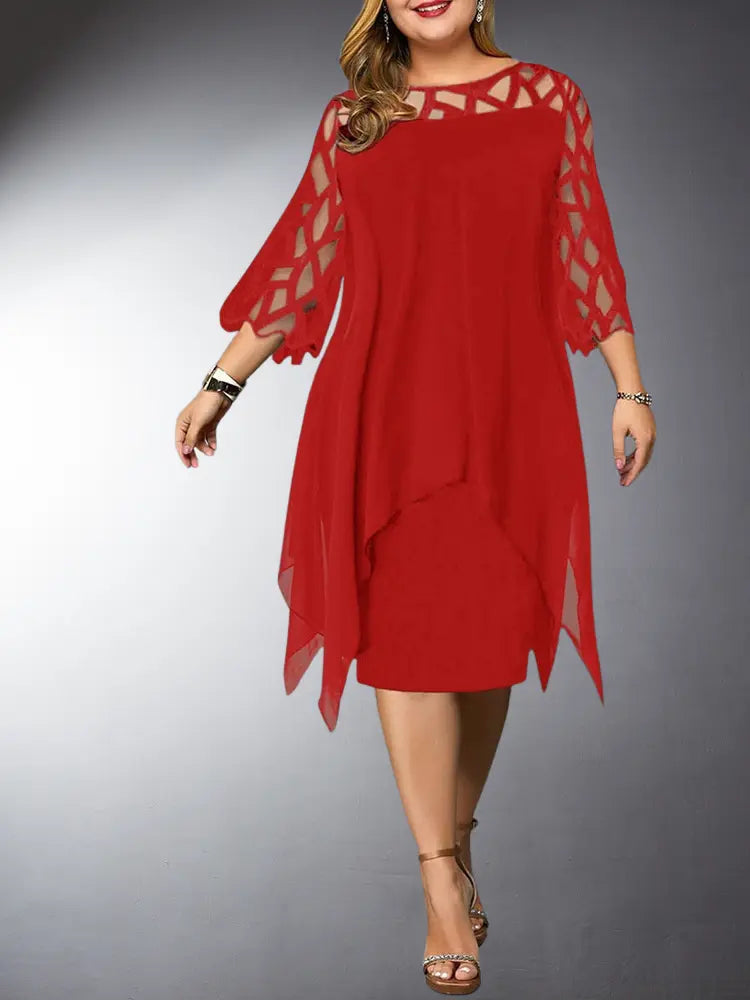 EB | Elegantes Plus Size Spitzen Midi Kleid