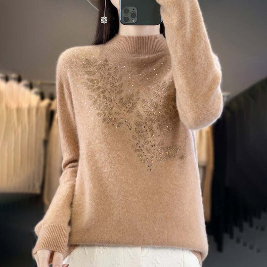 EB | Strickpullover Mit Zartem Blättermuster