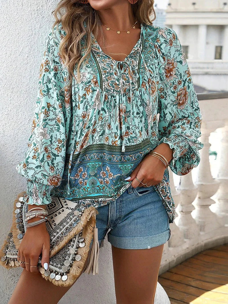 EB | Blumenbluse Mit Langen Ärmeln Für Damen