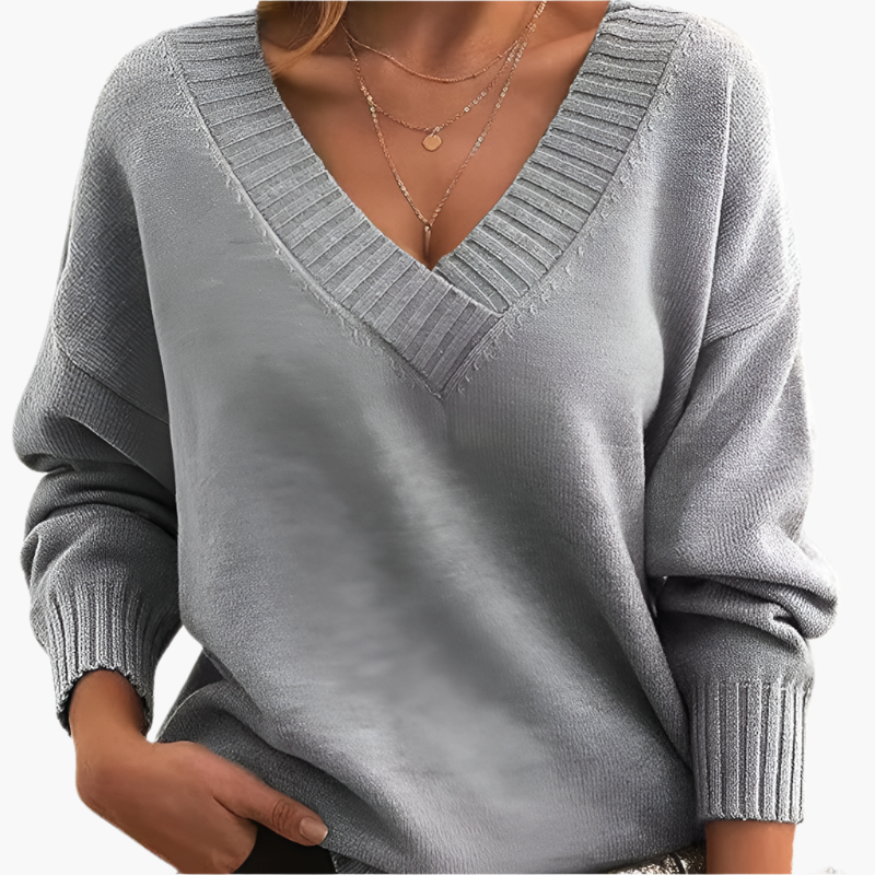EB | V-Neck Pullover - Elegante Strickpullover Im Oversize-Stil für Alltag & Büro
