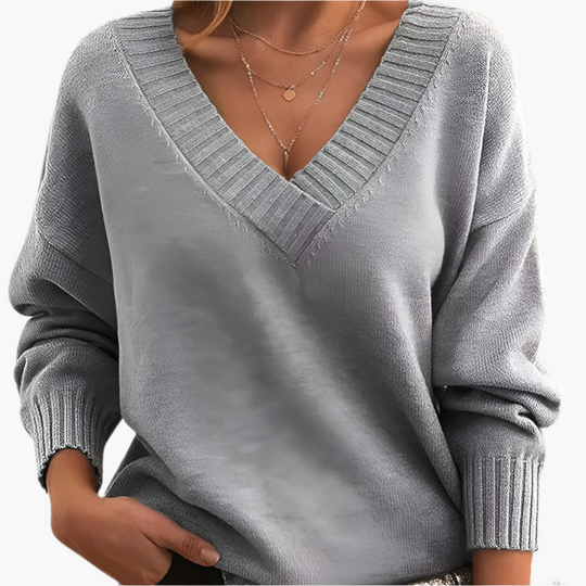 EB | V-Neck Pullover - Elegante Strickpullover Im Oversize-Stil für Alltag & Büro