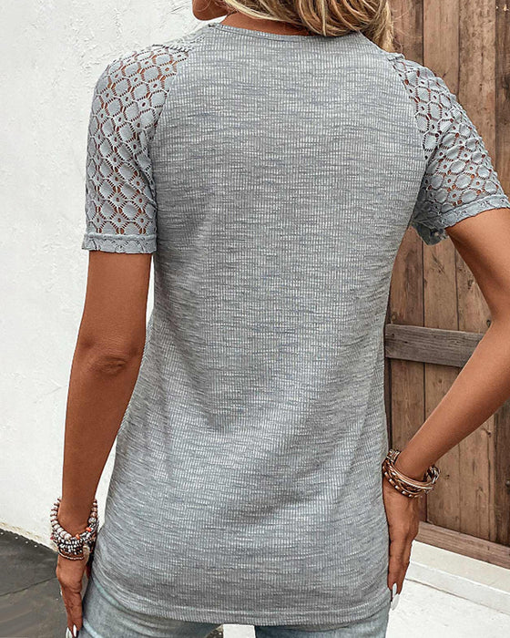 EB | Damen T-Shirt mit kurzen Ärmeln und Spitze