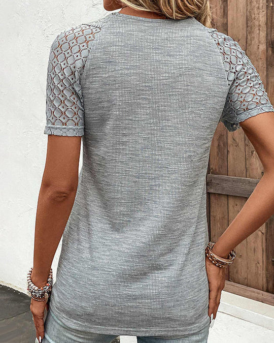 EB | Damen T-Shirt mit kurzen Ärmeln und Spitze