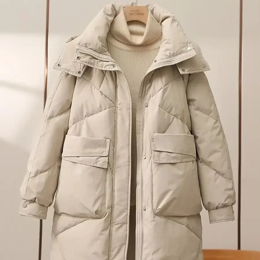 EB | Stylische Graue Leichte Pufferjacke mit Umlegekragen für Frauen