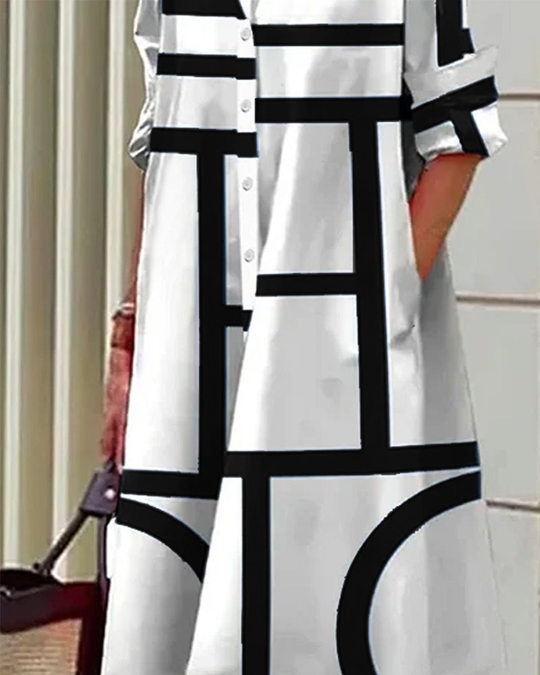 EB | Kleid mit Taschen und Geometrischem Aufdruck