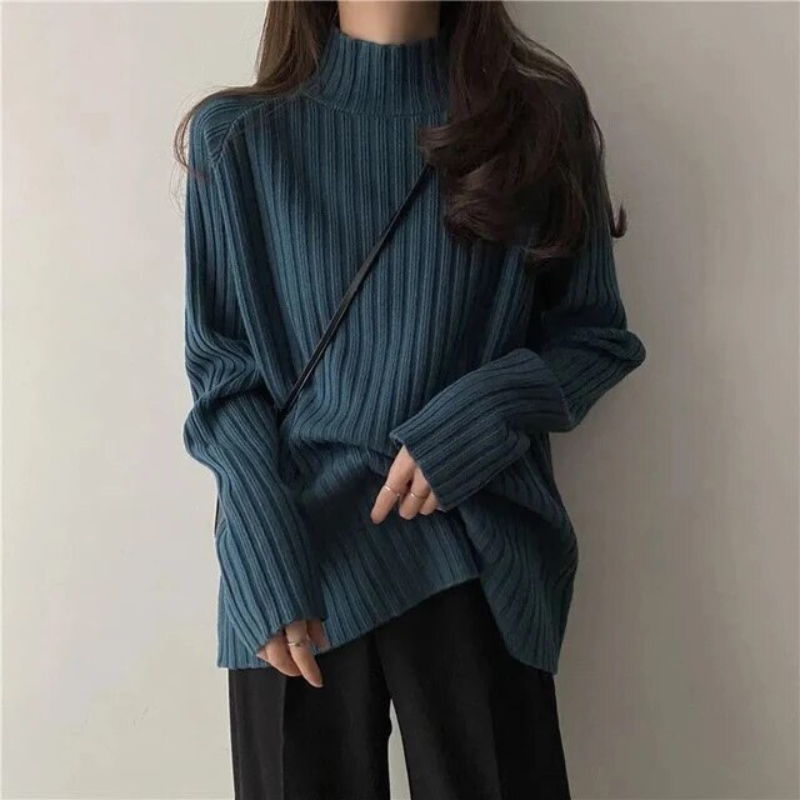 EB | Pullover mit hohem Kragen für Frauen Lang