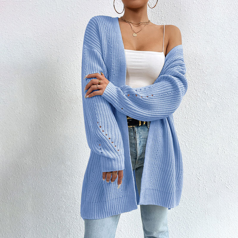 EB | Einfarbige Elegante Strickjacke mit Taschen