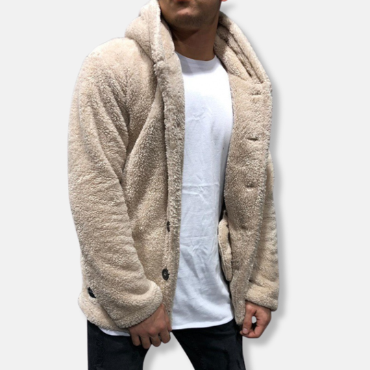 EB | Kapuze Fleece Lockere Passform Knopfverschluss Lässiger Stil