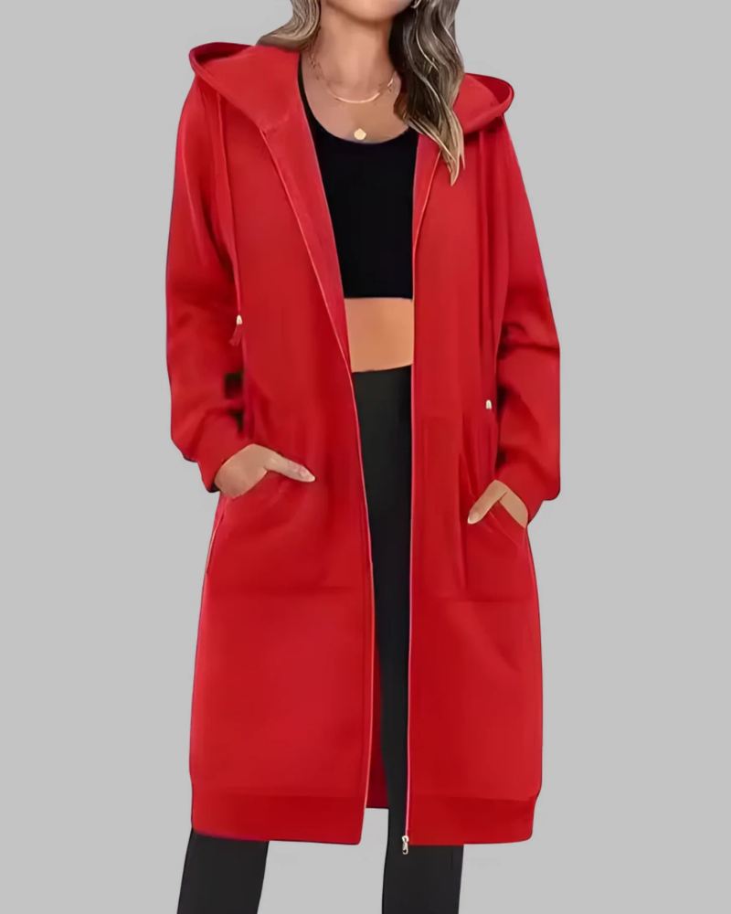 EB | Lässige Zip-Up Übergroße Lange Jacke