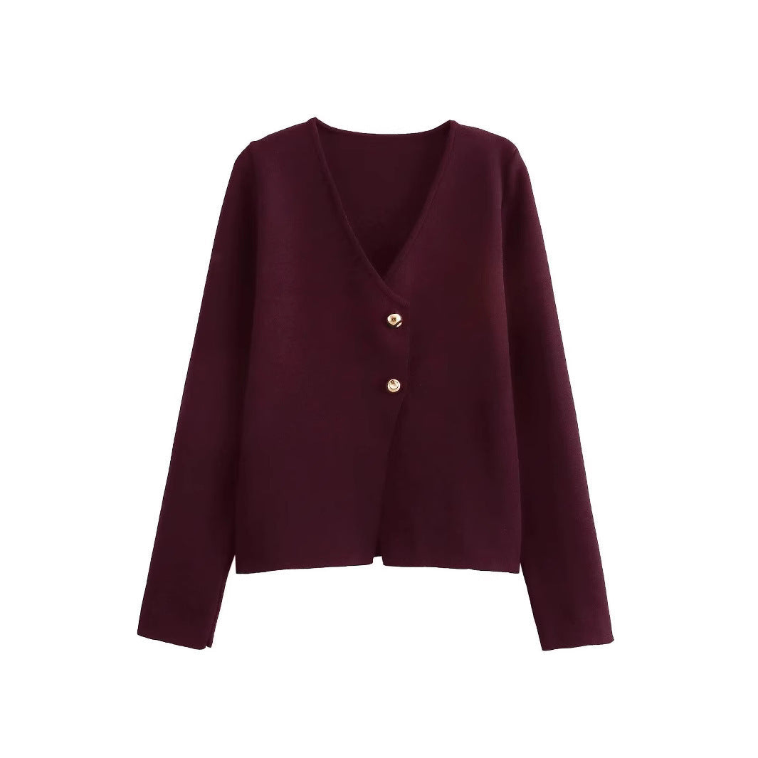 EB | Einfacher, figurschmeichelnder Strickcardigan für Frauen