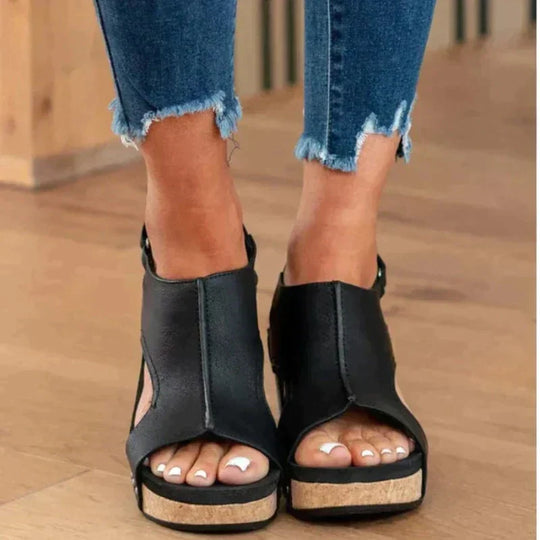 EB | Leder Keilabsatz Sandalen