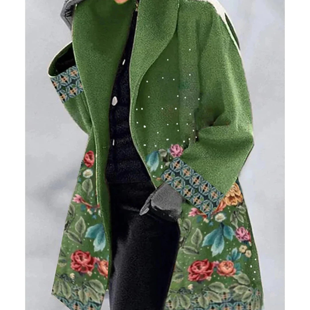 EB | Warm Bedruckter Wintermantel Für Damen Lang
