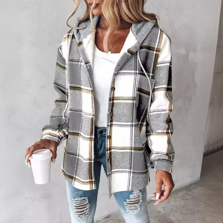 EB | Kariertes Kapuzen-Sommerjacke für Damen