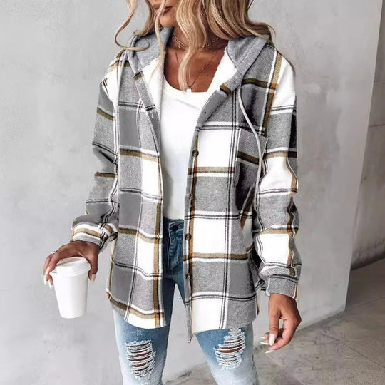 EB | Kariertes Kapuzen-Sommerjacke für Damen