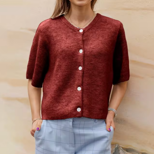EB | Kurze Strick-Cardigan mit Knöpfen für Damen