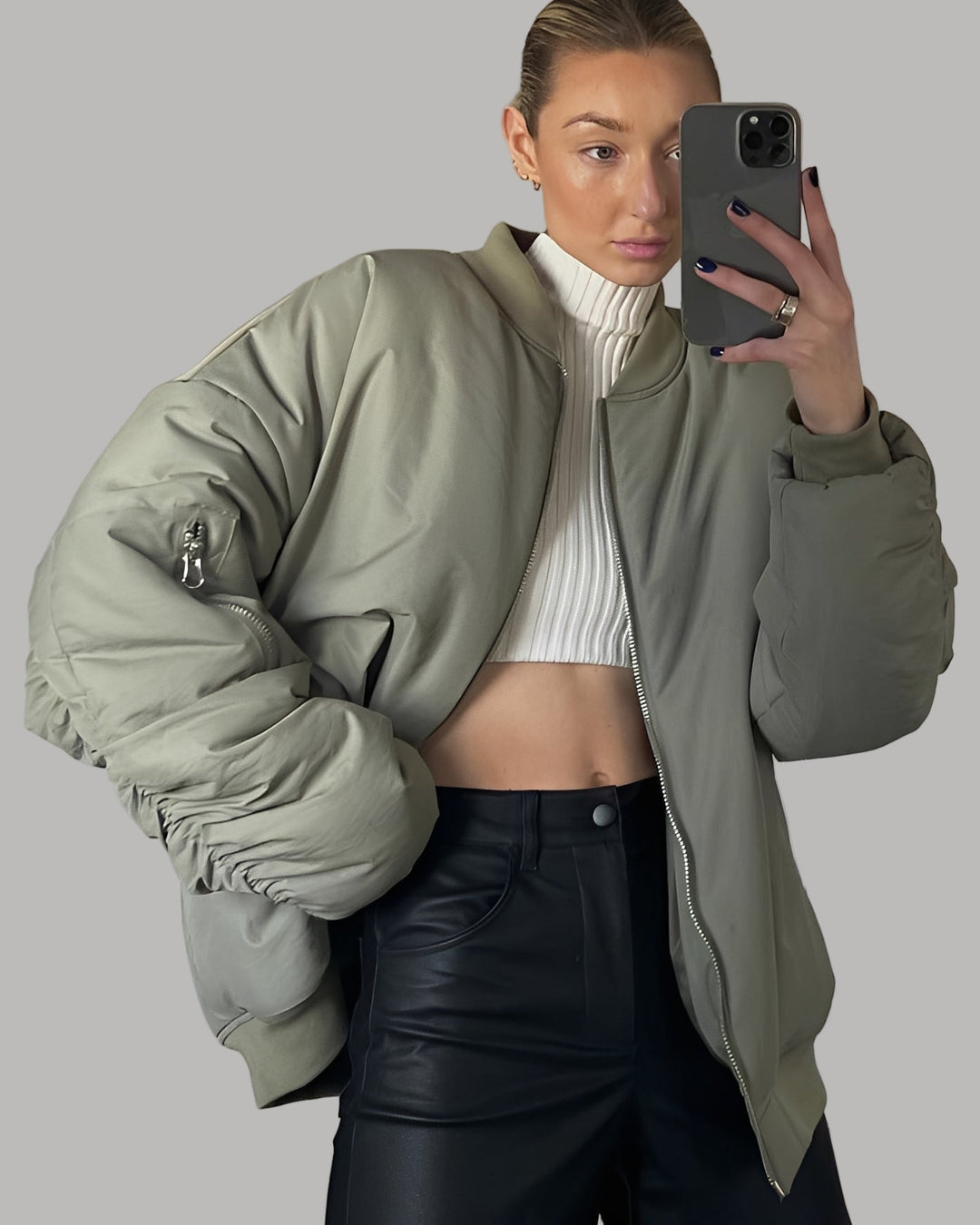 EB Damen Oversize Bomberjacke mit Reißverschluss