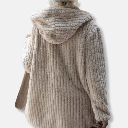 EB | Fleece Übergroßer Cardigan Kapuzen-Rippstruktur-Cardigan