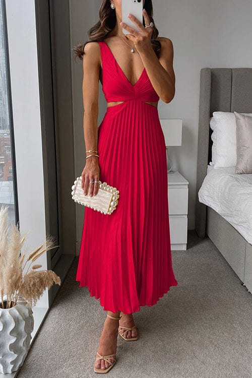 EB | Damen Plissee Satin Kleid