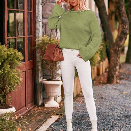 EB | Schlichter Einfarbiger Strickpullover Für Damen