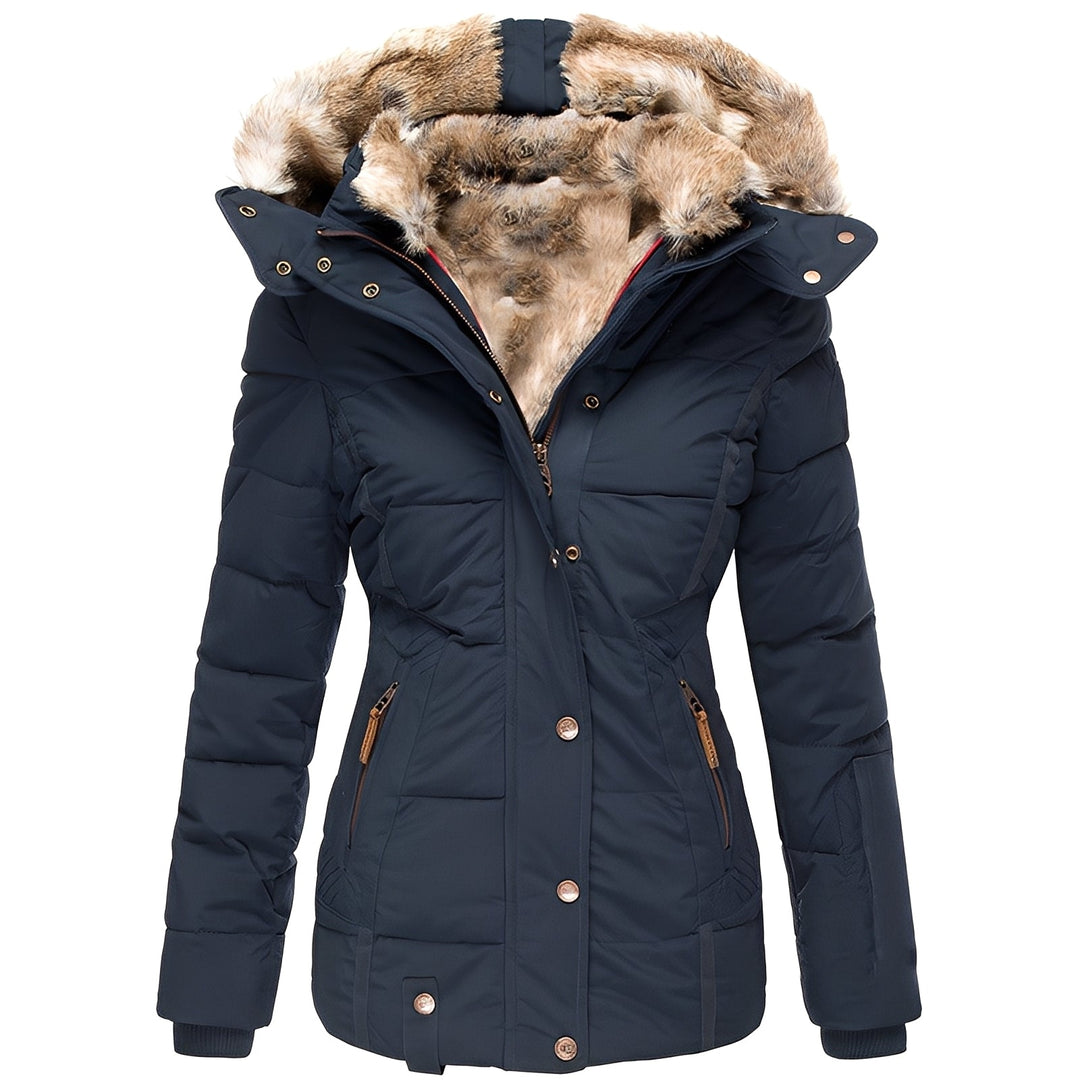EB | Stylische, taillierte Jacke mit Pelzkragen für Damen