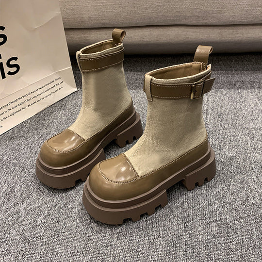 EB | Canvas Kurzstiefel Dicksohlige Reißverschluss