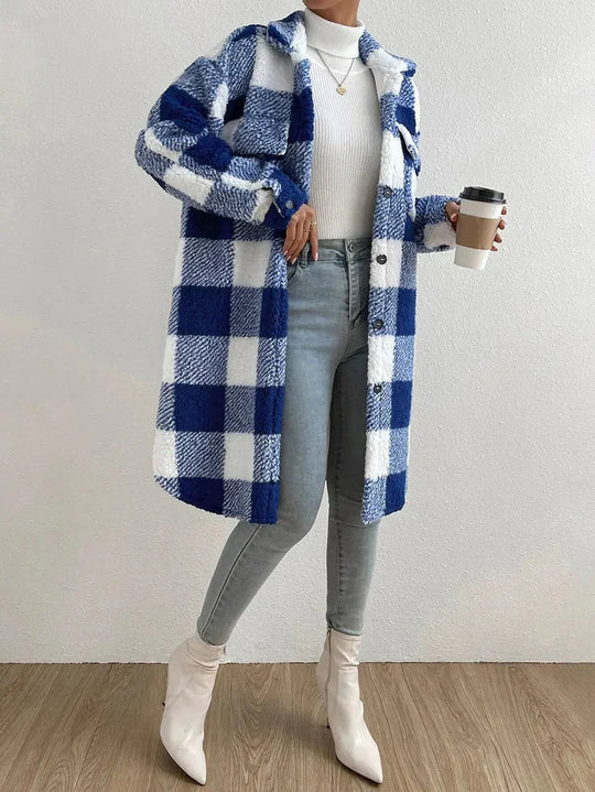 EB | Teddyfleece Übergröße Schnitt Karomuster mittellang