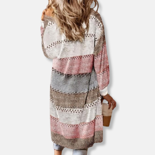 EB | Woll Relaxed Fit Strickjacke Gestreifte Rippbündchen Strickjacke