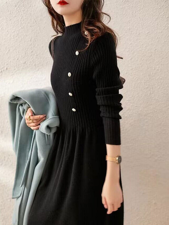 EB | Kleid - Elegantes Rollkragen Strickkleid