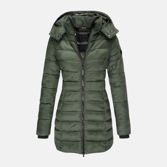 EB | Pufferjacke Slim Fit Mittellang mit Kapuze Gerippte Bündchen