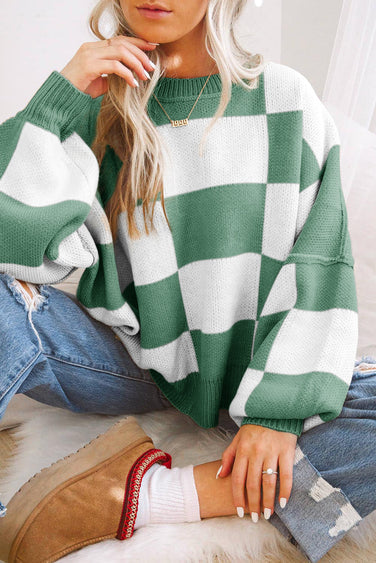 EB | Karierte Rundhals Strickpullover Ideal für den Winter