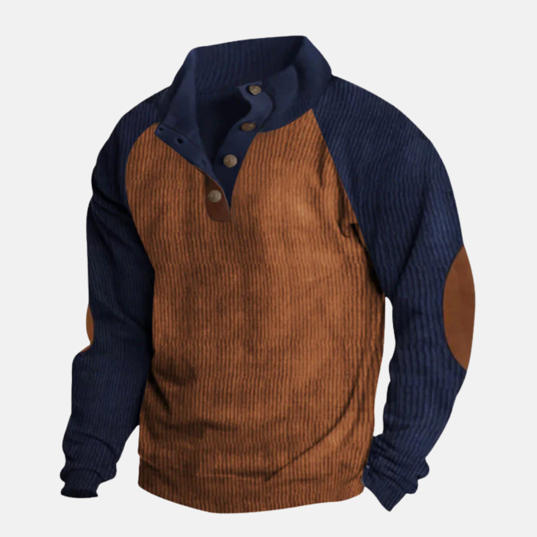 EB | Baumwolle Stehkragen Pullover Raglan Ärmel Ripp Pullover