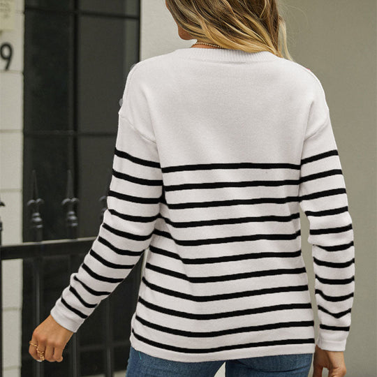 EB | Gestreifter Strickpullover Für Modischen Alltag
