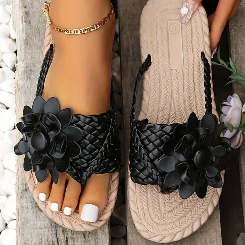 EB | Damen-Sandalen mit Offener Zehenspitze und Eleganten Geflochtenen Riemen