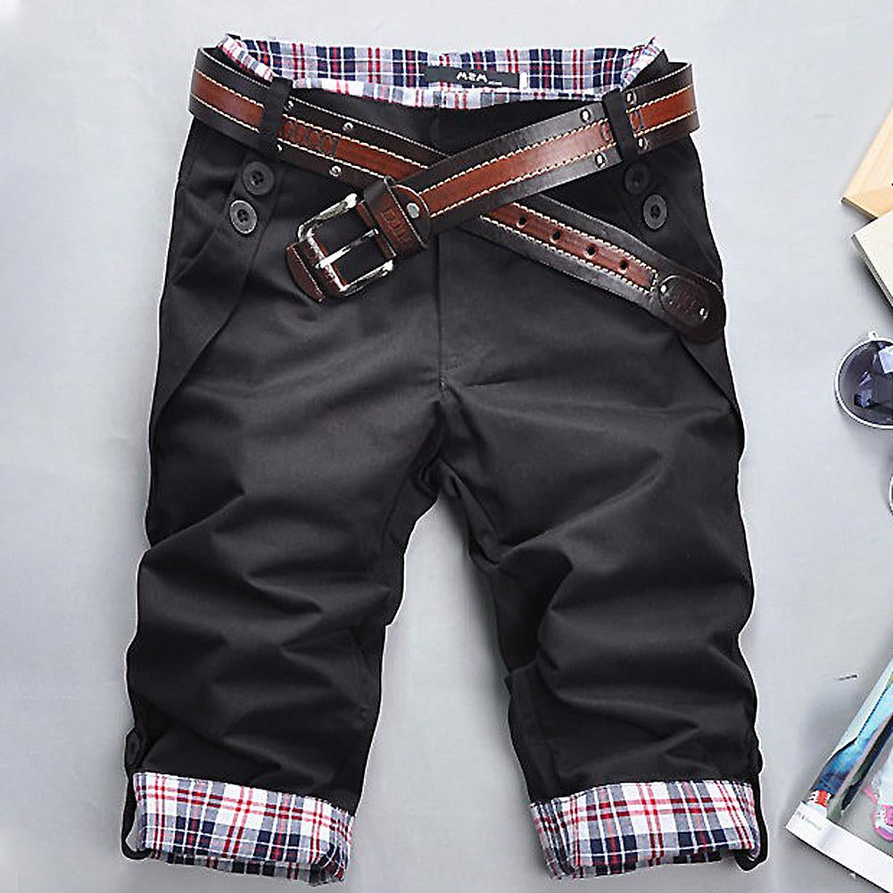 EB – Hochwertige Shorts mit Gürtel und Karomuster