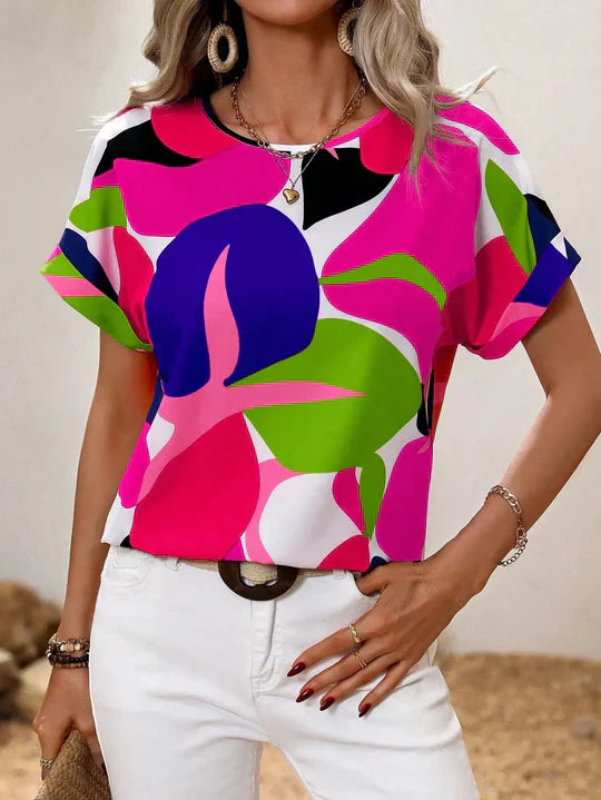 EB | Kurzarmbedruckte Bluse