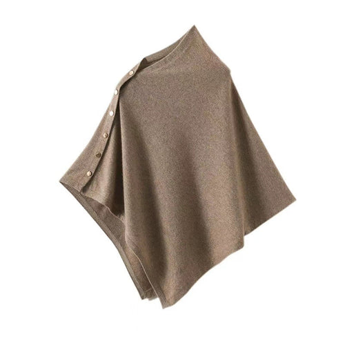EB | Knopfdetail Poncho - Asymmetrisches Design mit Drapiertem Schnitt