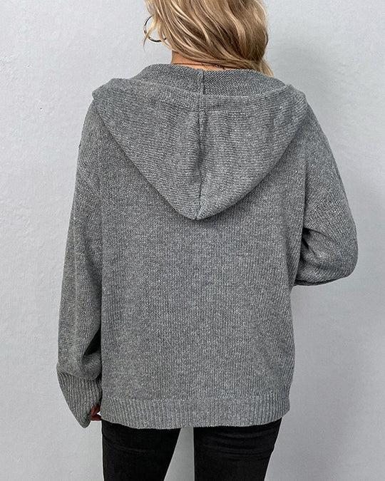 EB | Schlichter Cardigan mit Kapuze und Schnüren