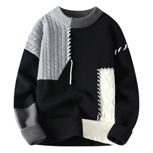 EB | Sweater mit Patchwork Einzigartiges Design Weich und Warm