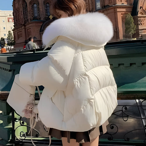 EB | eleganter Windbreaker Daunenjacke mit Pelzkragen für Frauen