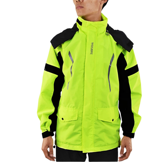 EB | Herren Motorrad Regenjacke Wasserdicht - Reflexschwarz/Grün S-2XL