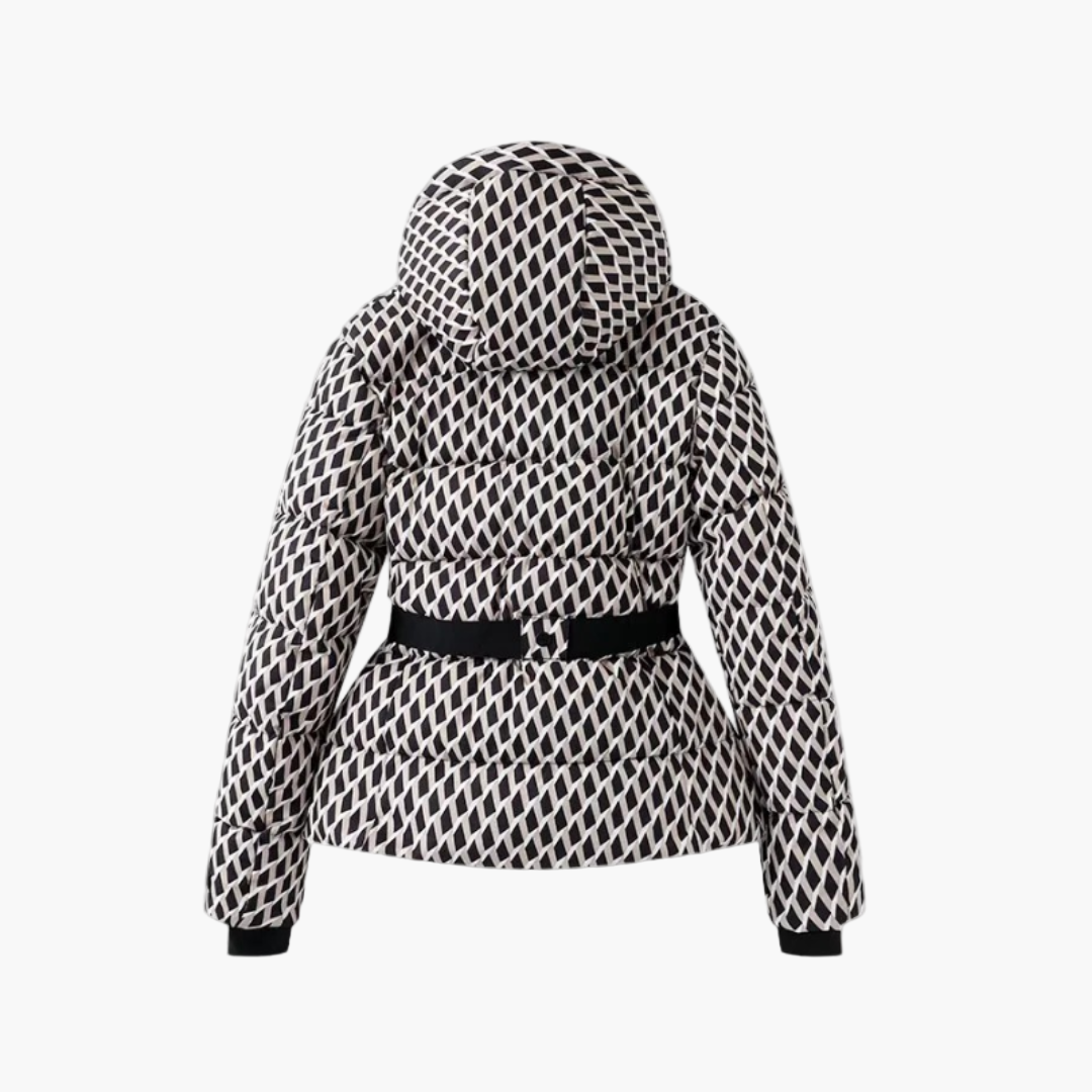 EB | Steppjacke mit Gürtel und Kapuze - Elegante, Wasserabweisende Winterjacke für Alltag und Outdoor