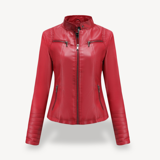 EB | Klassische Biker Kunstlederjacke Damen
