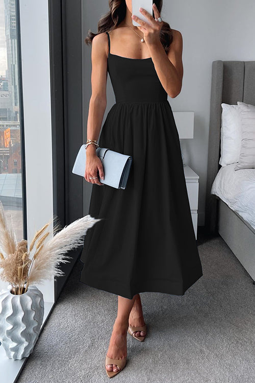 EB | Spaghetti-Träger A-Linie Midi Kleid